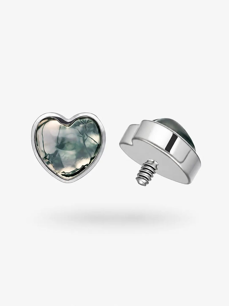 Moss Agate Heart Threaded