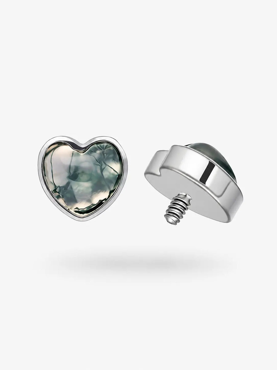Moss Agate Heart Threaded
