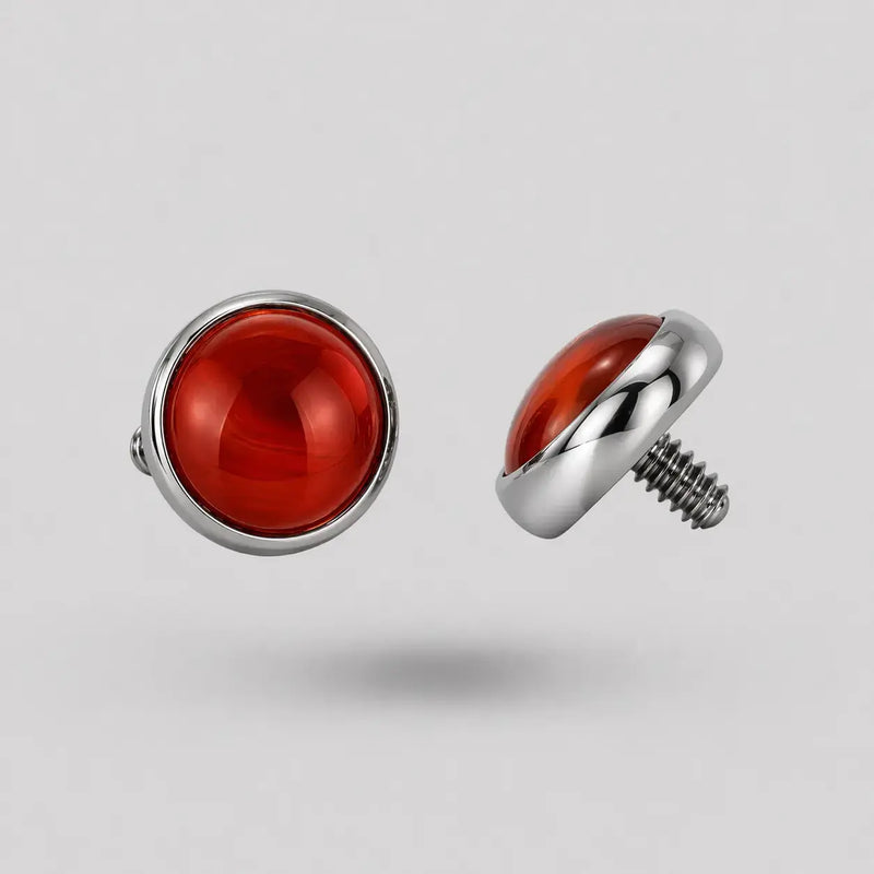 Cabochon rond pierre onyx rouge 