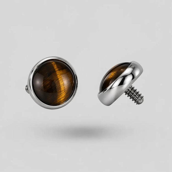 Cabochon rond pierre yellow Tiger Eye